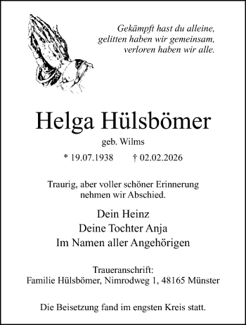 Anzeige von Helga Hülsbömer 