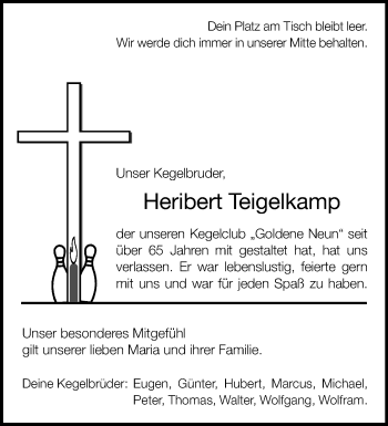 Anzeige von Heribert Teigelkamp 