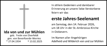 Anzeige von Ida von und zur Mühlen 