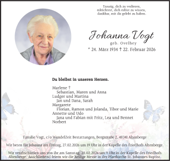 Anzeige von Johanna Vogt 