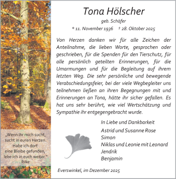Anzeige von Tona Hölscher 