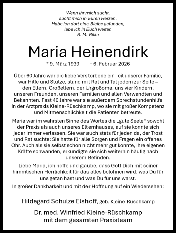 Anzeige von Maria Heinendirk 