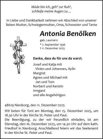 Anzeige von Antonia Benölken 