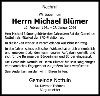 Anzeige von Michael Blümer 