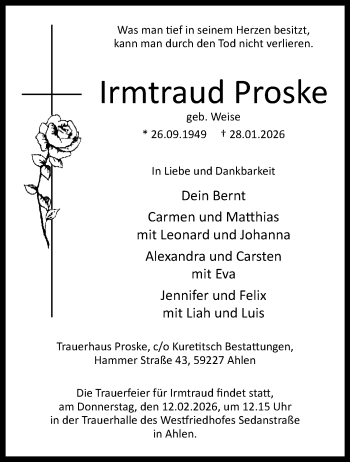Anzeige von Irmtraud Proske 
