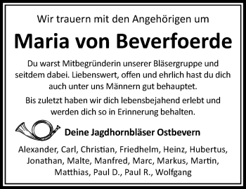 Anzeige von Maria von Beverfoerde 