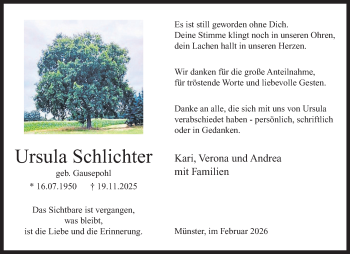 Anzeige von Ursula Schlichter 