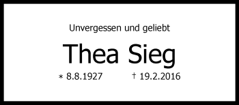 Anzeige von Thea Sieg 