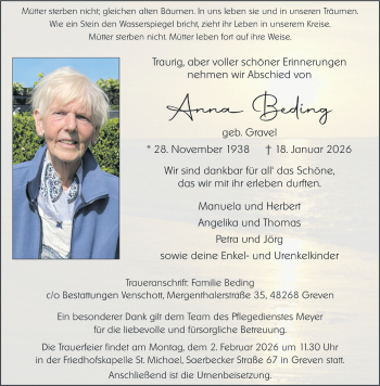 Anzeige von Anna Beding 
