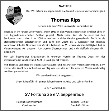 Anzeige von Thomas Rips 