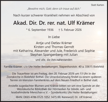 Anzeige von Akad. Dir. Dr. rer. nat. Ulf Krämer 