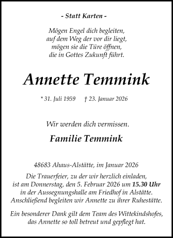 Anzeige von Annette Temmink 