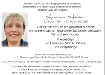 Anzeige von Andrea Hülse 