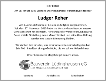 Anzeige von Ludger Reher 