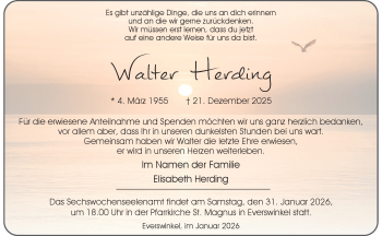 Anzeige von Walter Herding 