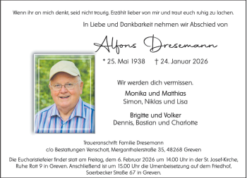 Anzeige von Alfons Dresemann 