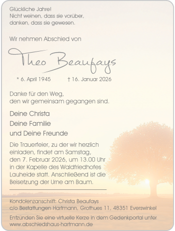 Anzeige von Theo Beaufays 