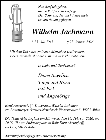 Anzeige von Wilhelm Jachmann 