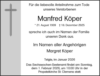 Anzeige von Manfred Köper 