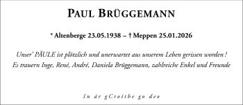 Anzeige von Paul Brüggemann 