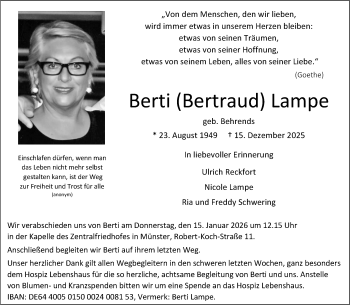Anzeige von Berti Lampe 