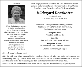 Anzeige von Hildegard Doetkotte 