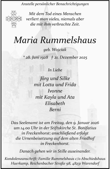 Anzeige von Maria Rummelshaus 