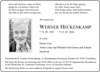 Anzeige von Werner Heckenkamp 