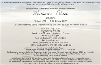Anzeige von Marianne Pelzer 