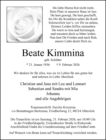 Anzeige von Beate Kimmina 