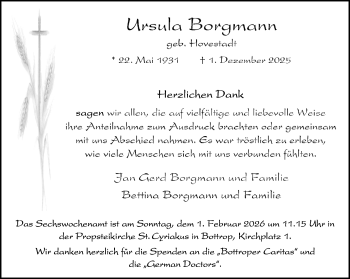 Anzeige von Ursula Borgmann 