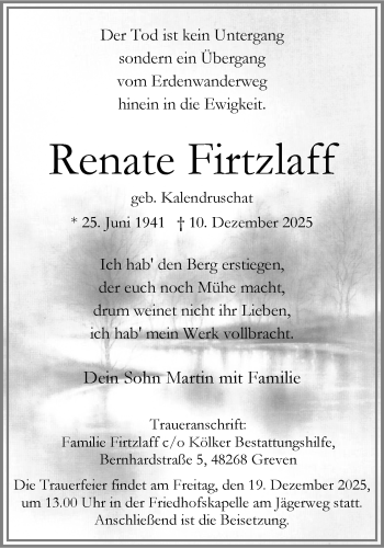 Anzeige von Renate Firtzlaff 