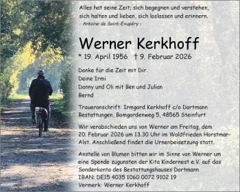 Anzeige von Werner Kerkhoff 
