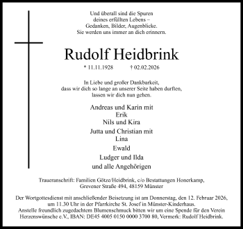 Anzeige von Rudolf Heidbrink 