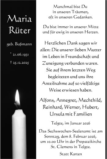 Anzeige von Maria Rüter 