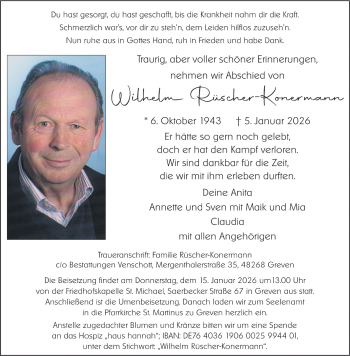 Anzeige von Wilhelm Rüscher-Konermann 