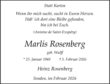 Anzeige von Marlis Rosenberg 