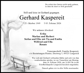 Anzeige von Gerhard Kaspereit 