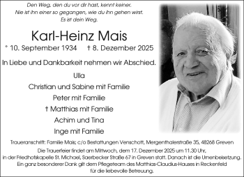 Anzeige von Karl-Heinz Mais 