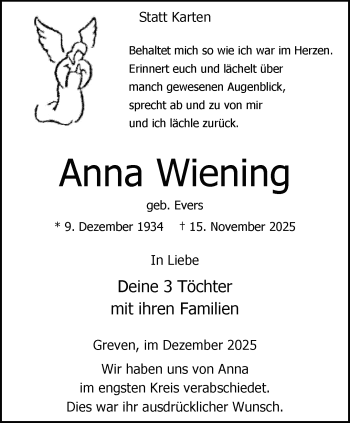 Anzeige von Anna Wiening 