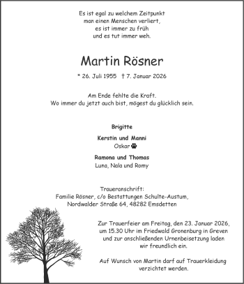 Anzeige von Martin Rösner 