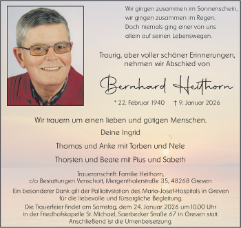 Anzeige von Bernhard Heithorn 