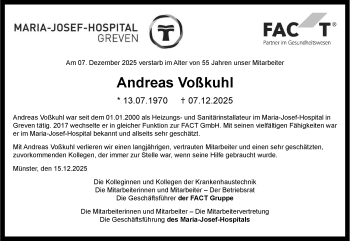 Anzeige von Andreas Voßkuhl 