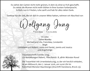 Anzeige von Wolfgang Jung 