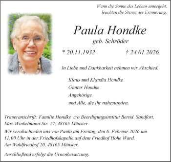 Anzeige von Paula Hondke 