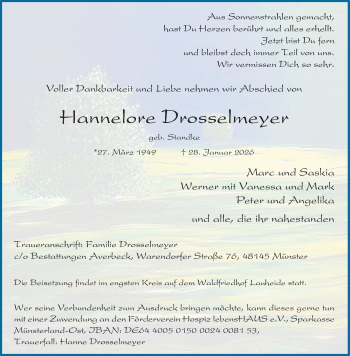 Anzeige von Hannelore Drosselmeyer 