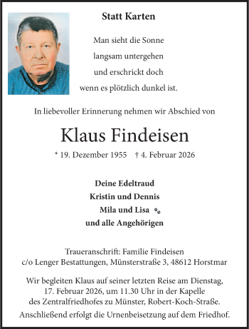 Anzeige von Klaus Findeisen 