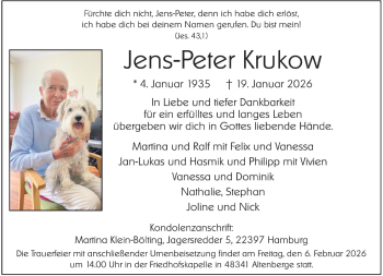 Anzeige von Jens-Peter Krukow 