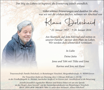 Anzeige von Klaus Dolscheid 