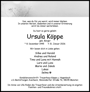 Anzeige von Ursula Köppe 